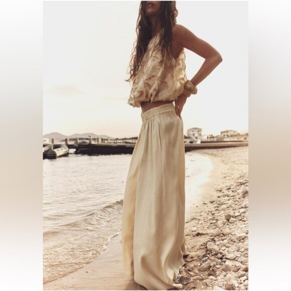 ZARA MAXI WIDE LEG PANTS - Picture 1 of 7